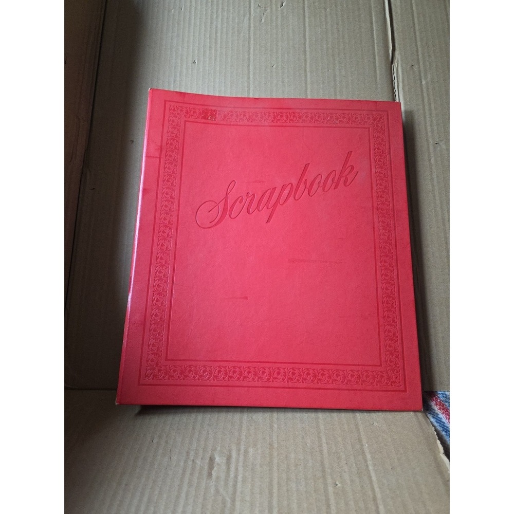 Vintage Red Hardcover Scrapbook‎ Post Bound Album with Grey Cardstock Pages